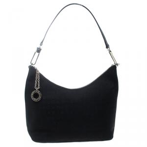 Bvlgari Black Signature Fabric and Leather Medium Brigitte Hobo
