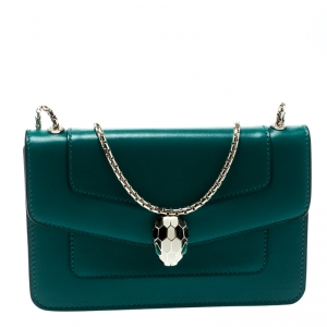 Bvlgari Green Leather Serpenti Forever Shoulder Bag