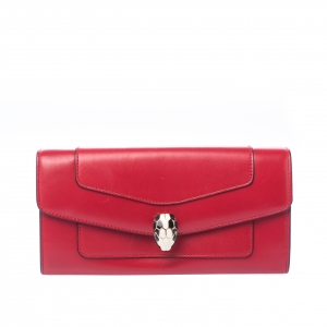 Bvlgari Red Leather Serpenti Forever Wallet