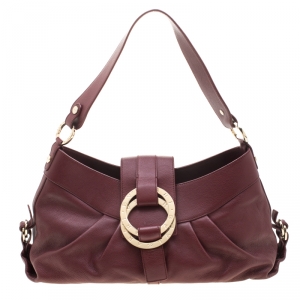 Bvlgari Burgundy Leather Chandra Shoulder Bag 