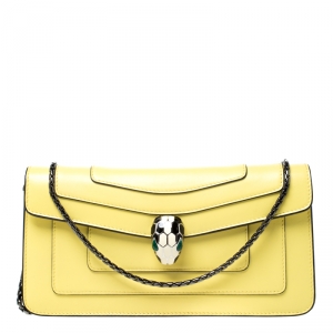 Bvlgari Yellow Leather Serpenti Forever Flap Shoulder Bag
