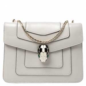 Bvlgari Light Beige Leather Small Serpenti Forever Shoulder Bag
