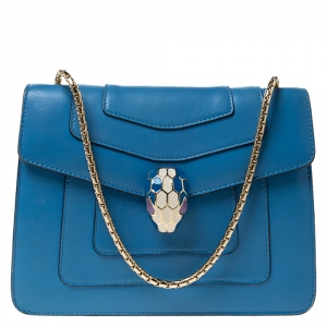 Bvlgari Light Blue Leather Small Serpenti Forever Shoulder Bag
