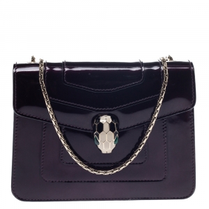 Bvlgari Plum Patent Leather Small Serpenti Forever Shoulder Bag