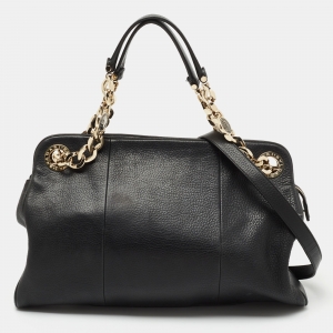 Bvlgari Black Leather Chain Tote