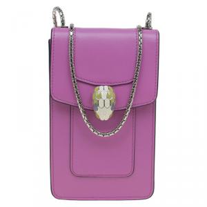 Bvlgari Pink Leather Serpenti Forever Vertical Chain Pochette