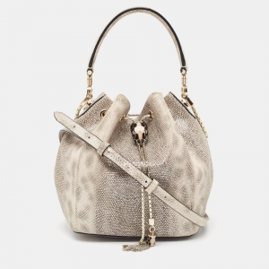 Bvlgari Grey Karung Leather Serpenti Forever Bucket Bag