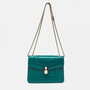 Bvlgari Green Leather Small Serpenti Forever Shoulder Bag