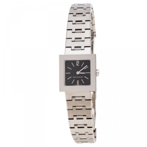 Bvlgari Black Stainless Steel Quadrato SQ22SS Women's Wristwatch 22 MM