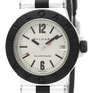 Bvlgari White Aluminum Rubber Quartz Al32Ta Women's Wristwatch 32 MM