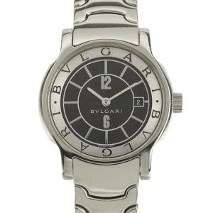 Bvlgari Black Stainless Steel Solotempo ST29S Women's Wristwatch 29MM