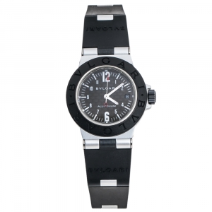 Bvlgari Carbon Fiber Two-Tone Aluminium Rubber Diagono AL28TA Women's Wristwatch 28 mm