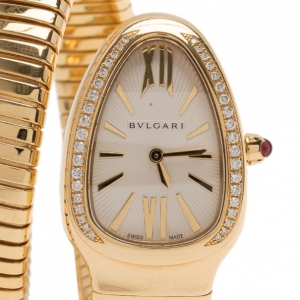 Bvlgari Grey 18K Yellow Gold Serpenti Tubogas Women's Wristwatch 21MM