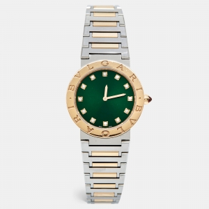 Bvlgari Green 18K Rose Gold Stainless Steel Diamond Bvlgari Bvlgari 103202 Women's Wristwatch 33 mm