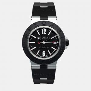 Bvlgari Black Quartz Aluminum and Rubber Diagono Watch