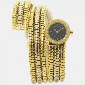 Bvlgari Black 18k Two-Toned Tubogas Quartz Women's Wristwatch 19 mm