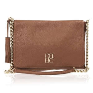 Pre Owned Carolina Herrera Brown Leather Flap Bag