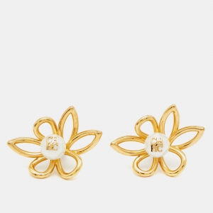 Carolina Herrera  CH Faux Pearl Gold  Tone Earrings