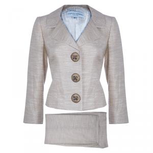 Carolina Herrera Beige Metallic Pant Suit M