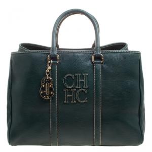Carolina Herrera Dark Green Leather Matteo Satchel