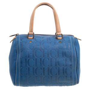Pre Owned Carolina Herrera Blue Leather Andy Boston Bag
