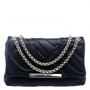Pre Owned Carolina Herrera Black Quilted Leather Flap Chain Shoulder Bag