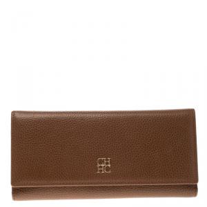 Pre Owned Carolina Herrera Brown Leather Continental Wallet