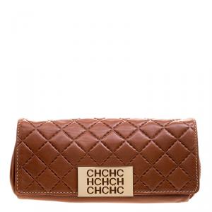 Pre Owned  Carolina Herrera Brown Quilted Leather Clutch