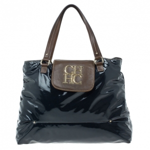 Pre Owned Carolina Herrera Blue Patent Tote