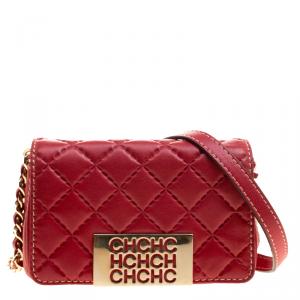 Pre Owned Carolina Herrera Red Quilted Leather Shoulder Bag