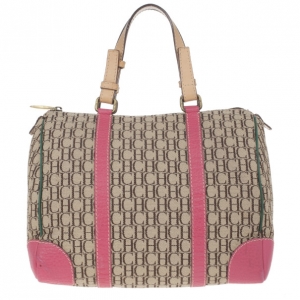 Pre Owned Carolina Herrera Multicolored Canvas Andy Boston Bag