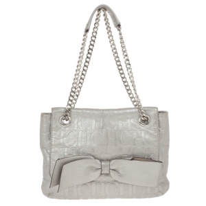 Pre Owned Carolina Herrera Silver Audrey Shoulder bag