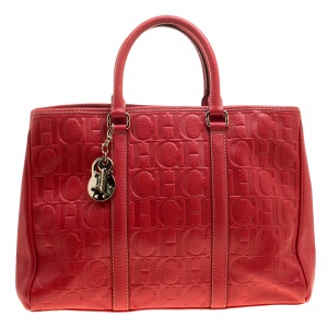 Pre Owned Carolina Herrera Red Leather Matteo Tote