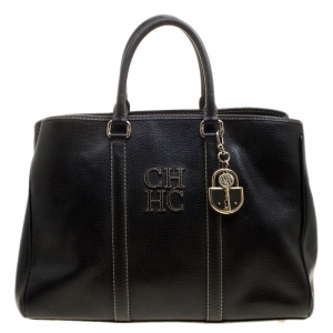 Pre Owned Carolina Herrera Black Leather Matteo Tote