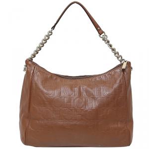 Pre Owned Carolina Herrera Brown Leather Chain Shoulder Bag