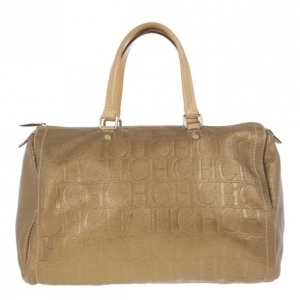 Pre Owned Carolina Herrera Bronze Leather Andy Boston Bag