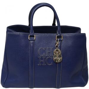 Pre Owned Carolina Herrera Blue Leather Matteo Tote