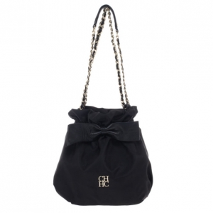 Pre Owned Carolina Herrera Bow Drawstring Chain Hobo Small