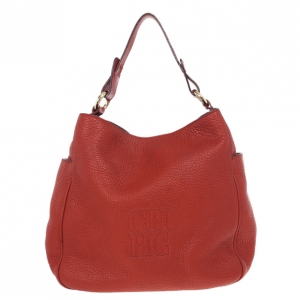 Pre Owned Carolina Herrera Red Leather Hobo