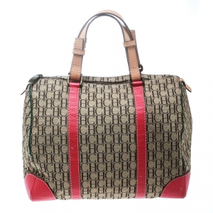 Carolina Herrera Multicolor Monogram Canvas and Leather Andy Boston Bag