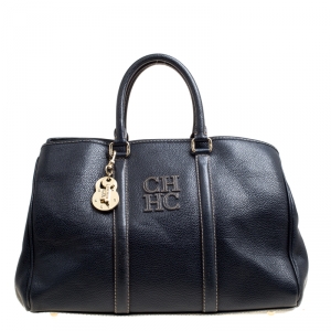 Carolina Herrera Blue Leather Matteo Tote