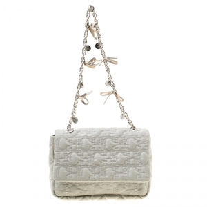 Pre Owned Carolina Herrera Grey Monogram Nylon Shoulder Bag