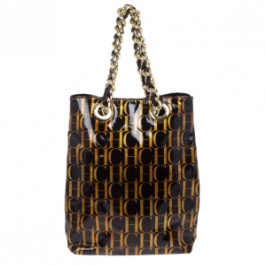 Pre Owned Carolina Herrera Monogram Chain Handle Tote