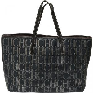 Pre Owned Carolina Herrera Tricolor Monogram Leather Tote