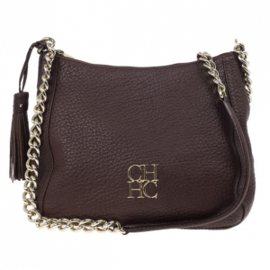 Pre Owned Carolina Herrera Brown Pebbled Leather Maria Bag