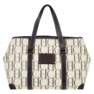 Pre Owned Carolina Herrera Monogram Coated Canvas Small Shopper Bag 
