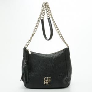 Pre Owned Carolina Herrera Black Leather Maria Shoulder Bag