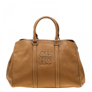 Pre Owned Carolina Herrera Caramel Leather Matteo Tote