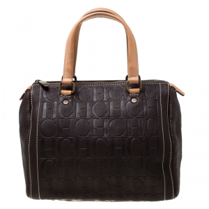 Pre Owned Carolina Herrera Dark Brown Leather Andy Satchel