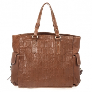 Pre Owned Carolina Herrera CH Brown Monogram Tote